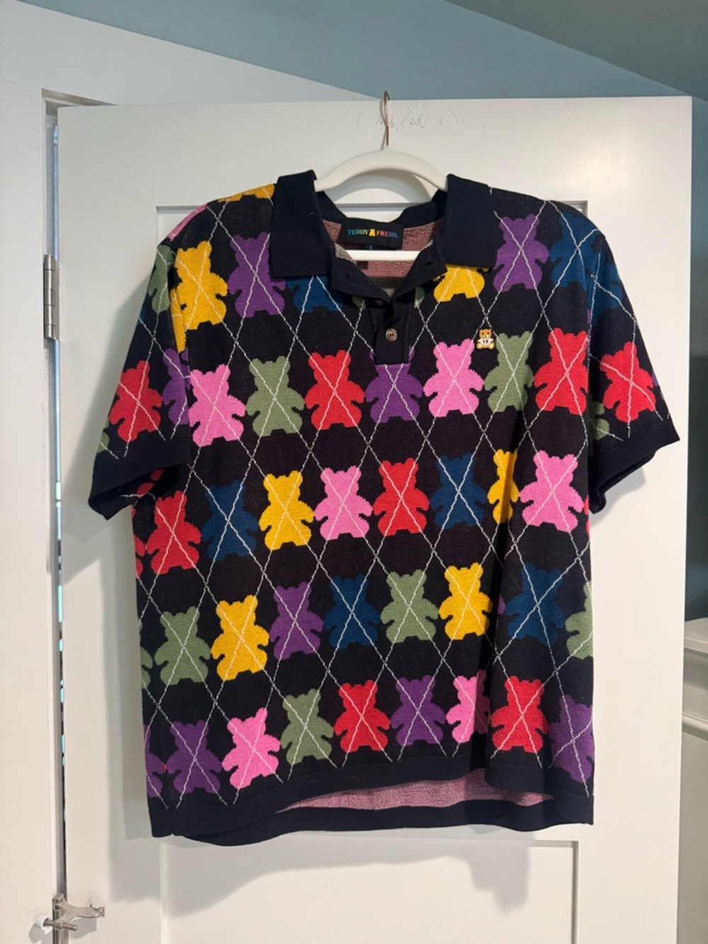 Teddy Fresh Gummy Bear Argyle Knit Polo - Small